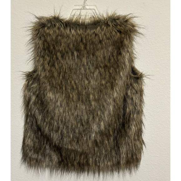Faux Fur Vest Sleeveless Cropped Lined Party Jacket Hook Eye Closure Size Medium - Picture 2 of 5